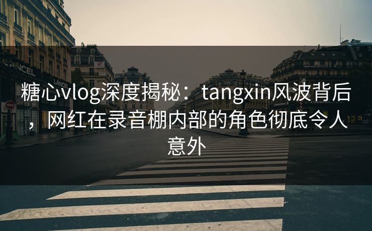 糖心vlog深度揭秘：tangxin风波背后，网红在录音棚内部的角色彻底令人意外