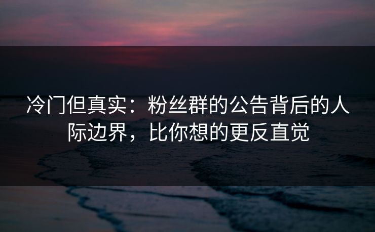 冷门但真实：粉丝群的公告背后的人际边界，比你想的更反直觉