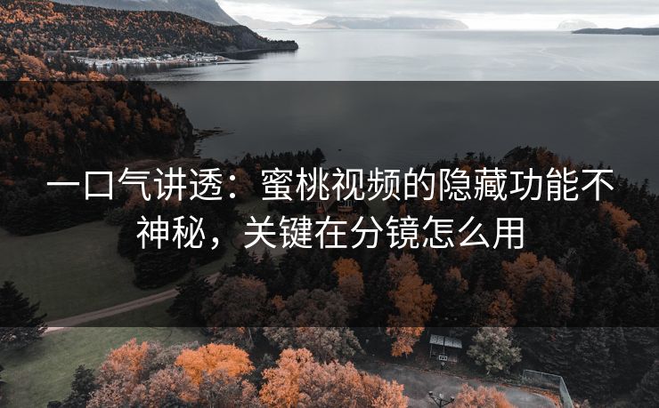 一口气讲透:蜜桃视频的隐藏功能不神秘,关键在分镜怎么用